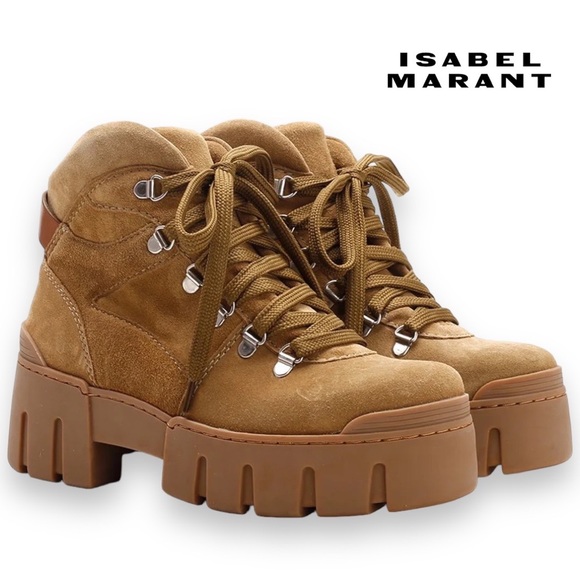Isabel Marant Shoes - ISABEL MARANT Mealie Suede Lug-Sole Boots in Taupe Leather Size 10
